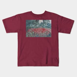 Red flowers in a field Kids T-Shirt